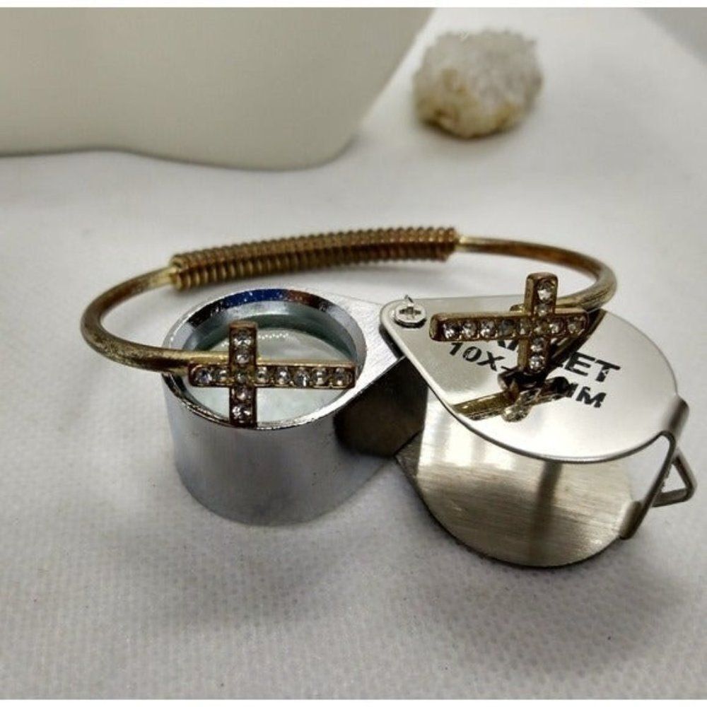 Double cross bracelet cuff w crystals